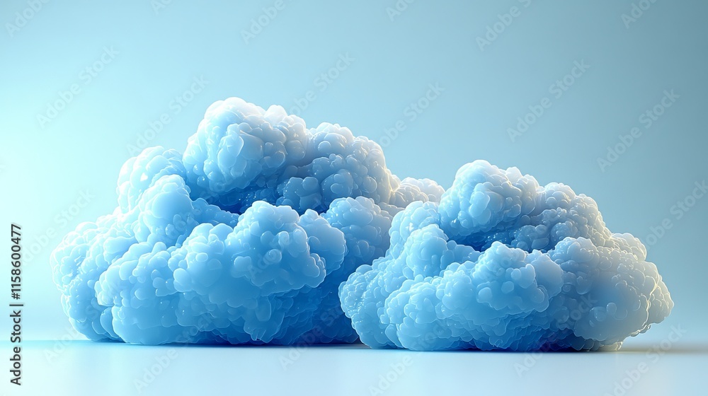 Aufkleber minimalist design featuring blue cloud icons symbolizing cloud computing and digital storage.