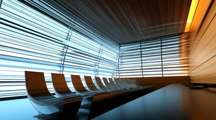 Obraz premium Corporate bankruptcy hearing room filled with solemn atmosphere, legal professionals and stakeholders discussing financial restructuring and future prospects.
