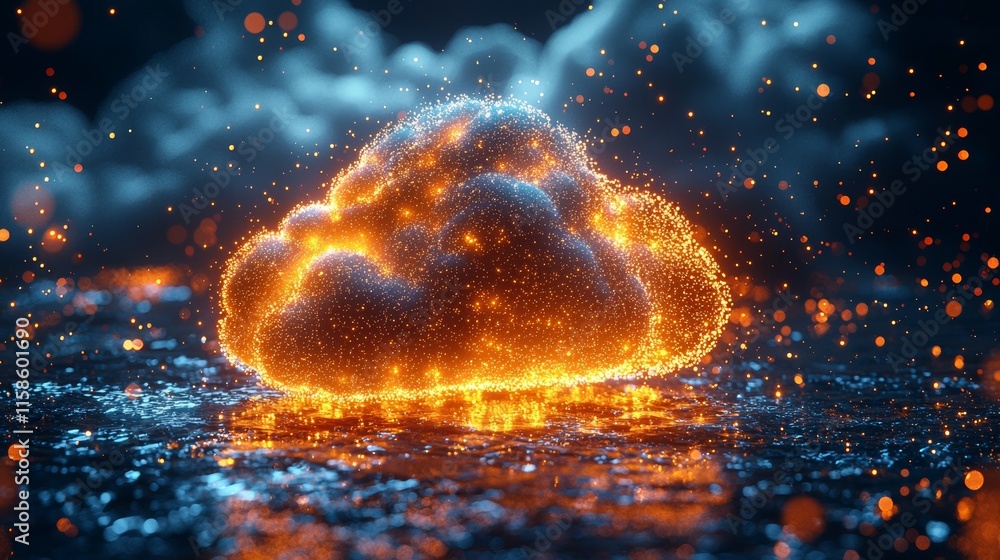Poster cloud technology and binary code set against an abstract digital backdrop illustrate the potential o