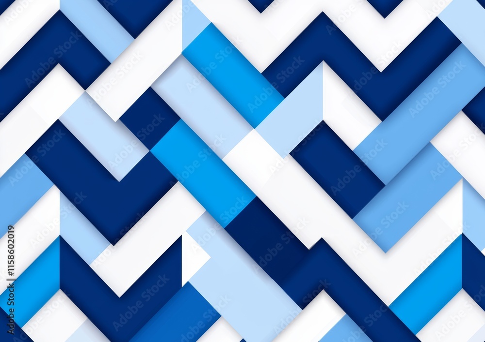 Poster an uninterrupted retro geometric pattern with light blue triangles and squares set against an abstra