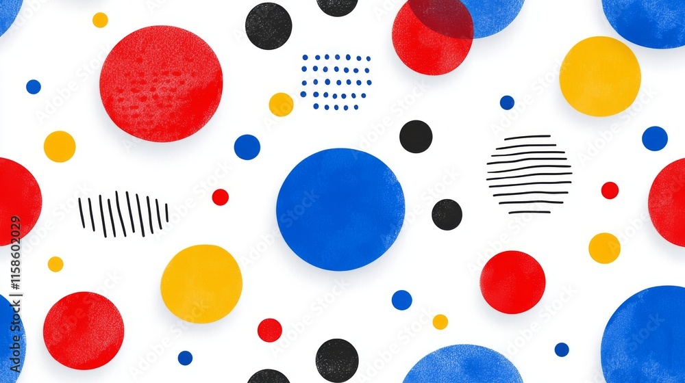 Poster hand-painted repeating pattern geometric shapes in a repeating pattern, featuring brush strokes on a
