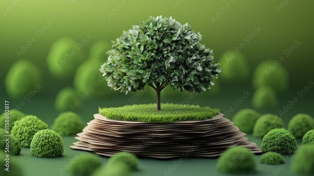 Poster plane tree abstract background idea. a lush green tree symbolizing environmental sustainability and 