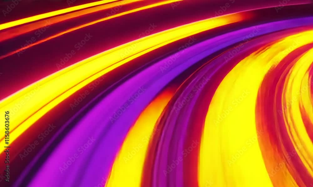 Poster vibrant abstract background with flowing lines in purple, yellow, and orange, creating dynamic energ