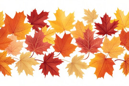 Seamless bright fall autumn leaves border