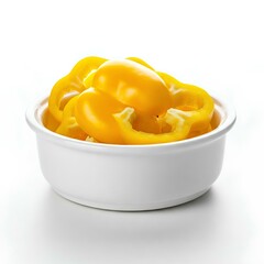 Sliced ​​yellow bell peppers in a white bowl Generative AI