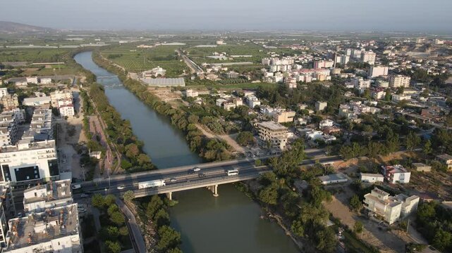 River Town Drone View