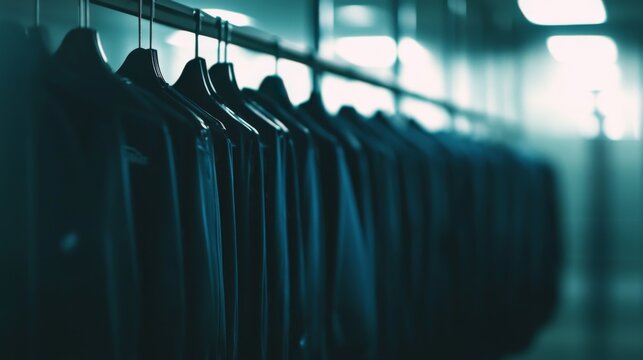 Empty locker room displaying team jerseys on hooks, symbolizing the absence of players yet evoking the spirit of camaraderie and shared achievements.