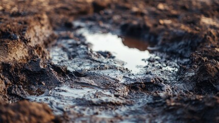 Oil Soaked Soil at Extraction Site Impact Analysis