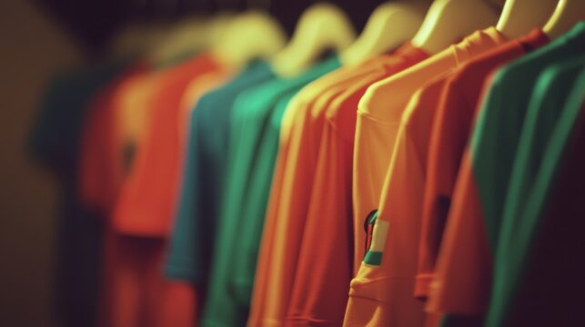 Empty locker room displaying team jerseys on hooks, symbolizing the absence of players yet evoking the spirit of camaraderie and shared achievements.