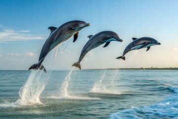 Dolphins jumping