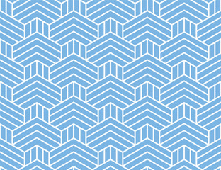 Abstract geometric pattern with stripes, lines. Seamless vector background. White and blue ornament. Simple lattice graphic design