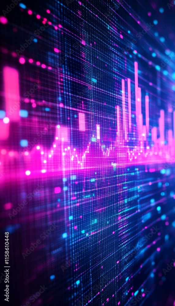 Poster digital business growth abstract background of colorful graphs, charts, and data visualization
