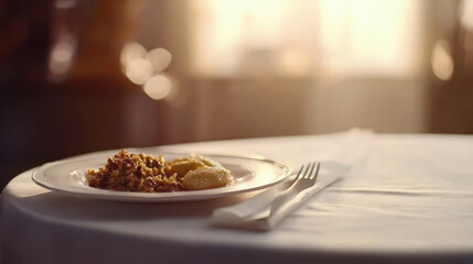 A beautifully plated meal revealing inedible materials, symbolizing the disconnect between food presentation and reality.