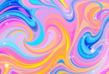 Obraz premium Vibrant Abstract Swirl Design in Pastel and Neon Colors