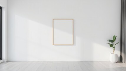 Minimalist wall art mockup in a modern room showcasing the art piece on a plain white wall, stylish, decoration, wall