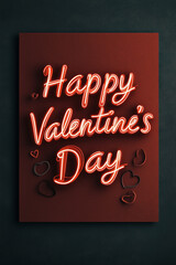 Greeting card design for Valentines with neon text. Simple and elegant.