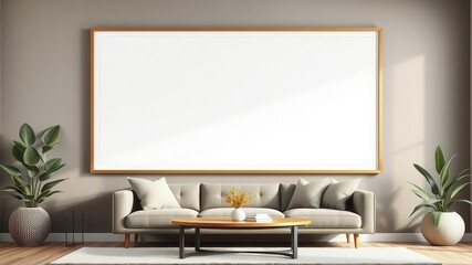 Obraz premium A stylish living room wall art mockup featuring a sleek frame, luxury, modern, interior