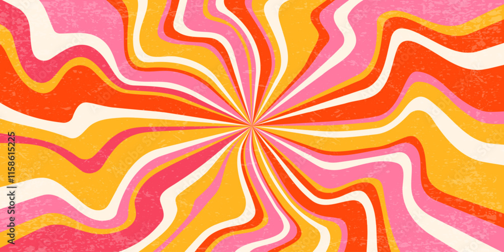 Poster retro background with spiral sunburst. vector swirl textured radial pattern with rays. vintage abstr