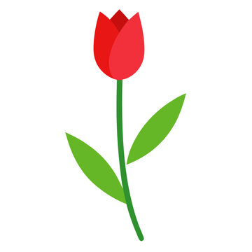 red tulip flower green stem leaves clip art preview