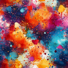 Watercolor Splashes and Spray Seamless Pattern, Abstract Paint Scrapbooking Papers