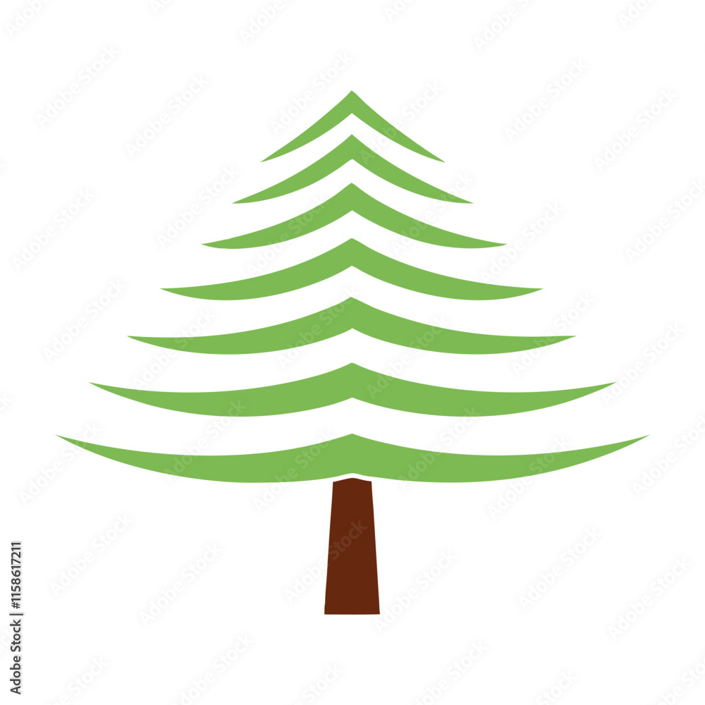 Poster minimalistic wavy tree vector design.