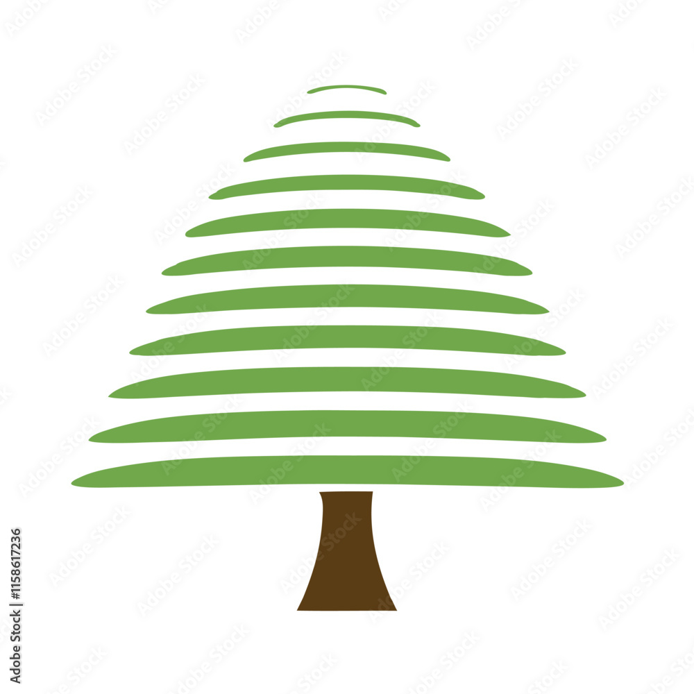 Poster minimalistic wavy tree vector design.