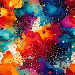 Watercolor Splashes and Spray Seamless Pattern, Abstract Paint Scrapbooking Papers