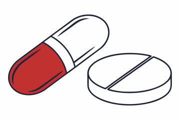 pills on white background