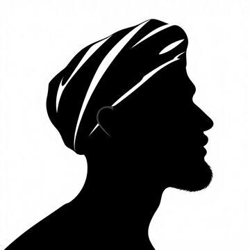 recommend clip art: Profile Silhouette of a Man Wearing a Turban