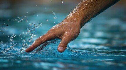 Fototapeta premium Swimmer Reaching for the Finish Line in Water
