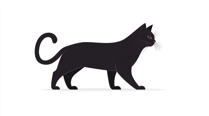 Obraz premium black cat isolated on white, black cat silhouette