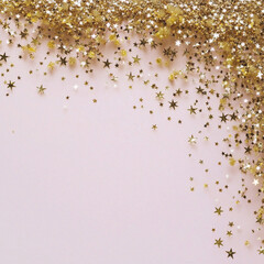 Golden background with snowflakes and stars