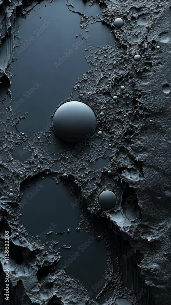 Aufkleber abstract texture featuring dark surfaces and spherical forms under dramatic lighting conditions