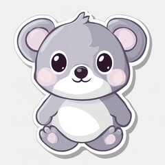 A Cheerful Koala Sticker in Minimalist Cartoon Style with Soft Pastel Colors