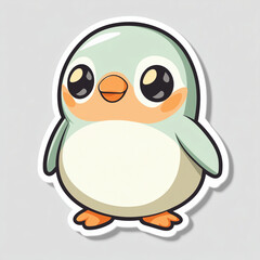 Vibrant Cartoon Penguin Sticker with Mint Green Pastel Colors and Cheerful Vibes