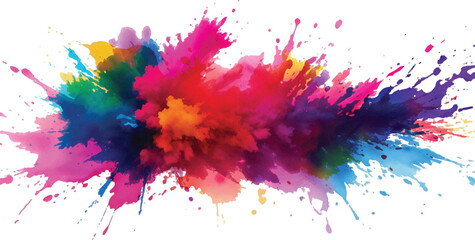 
"Rainbow Watercolor Explosion: A Bold Combination of Bright Brush Strokes, Splatter, and Stains in Vibrant, Aquarelle Colors, Carefully Set Against a White Background for a Trendy, Contemporary Look"