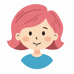 Smiling cartoon girl cute icon isolated






