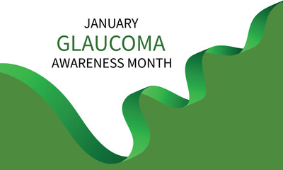 Vision problems. Save your eyes. Prevention and protection. Green ribbon.Glaucoma Awareness Month, card design, January. VectorVision problems. Save.