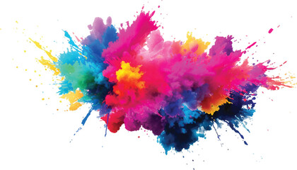 Abstract Watercolor Masterpiece: Vivid Splashes of Color and Bold Brush Strokes Form a Rainbow of Vibrant Hues on a White Background, Creating a Contemporary, Trendy Aquarelle Design Element