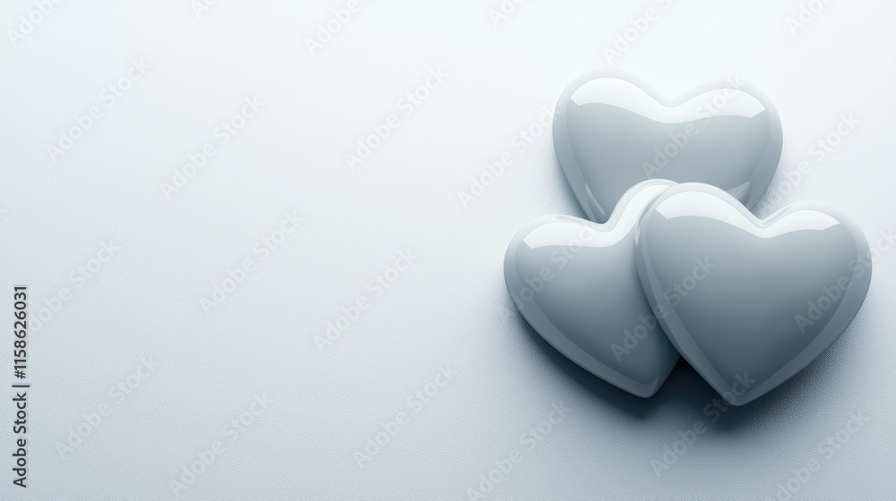 Poster creating meaningful connections three white hearts on a minimalist background artistic photography c