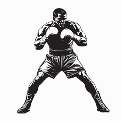 Naklejka premium Muscular athlete, professional boxer silhouette vector illustration isolated on white background