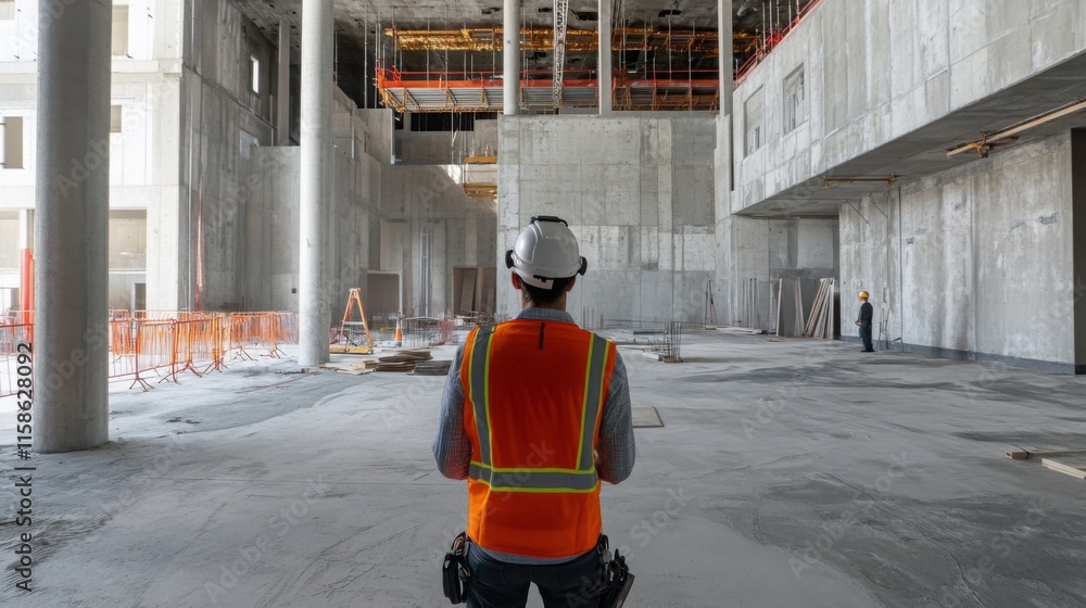 Leinwandbilder a construction professional observes the ongoing work within a large real estate development site. s