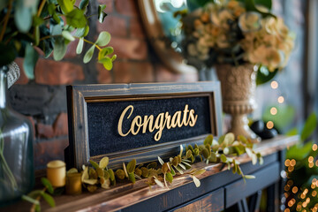 Congratulations Sign with Greenery