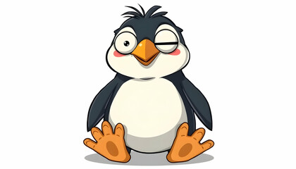Obraz premium Winking Penguin Cartoon Illustration