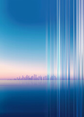 Futuristic Urban Elegance Serene Blue Horizons with Skyscraper Reflections for Modern Property Launch Aesthetic City Landscape Banner Abstract Background