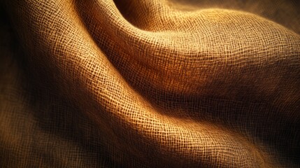 A close-up view of soft, textured fabric with warm, earthy tones, showcasing intricate patterns and the interplay of light and shadow.