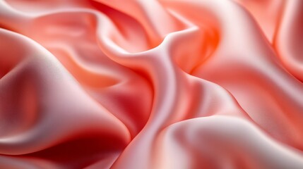 Obraz premium A close-up view of soft, flowing coral silk fabric, showcasing its smooth texture and gentle draping.