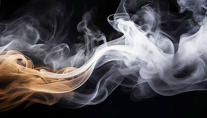 Fototapeta premium An abstract artistic composition of multicolored smoke patterns flowing gracefully against a dark background, image evokes elegance, mystery, and dynamic movement, artistic and creative