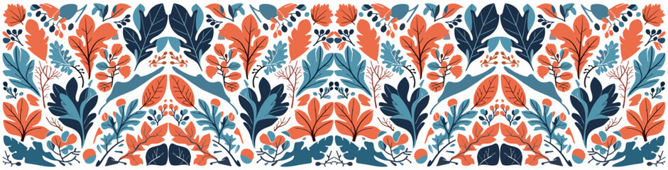 Colorful Autumn Leaves Pattern Vector Illustration Isolated on White Background for wallpaper, wrapping paper, pattern filling, textile, autumn greeting card