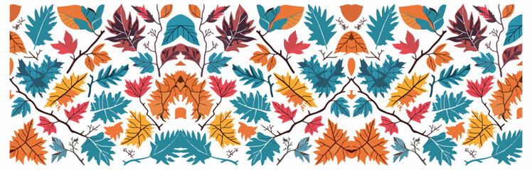 Colorful Autumn Leaves Pattern Vector Illustration Isolated on White Background for wallpaper, wrapping paper, pattern filling, textile, autumn greeting card